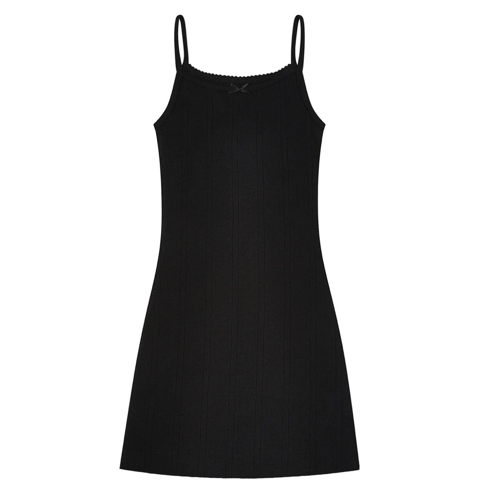 Cou Cou Intimates Picot Mini Dress in Black Size Medium